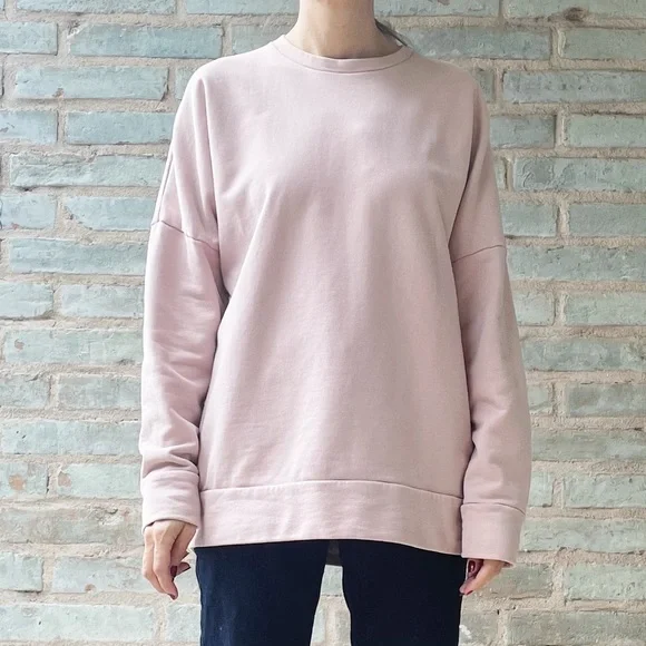 COS Pink Sweatshirt Dusty Rose Oversized Crew Neck Drop Sleeve Sweater - Picture 2 of 14